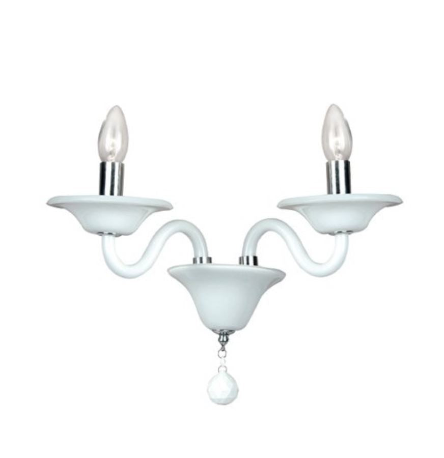 Applique 2 luci vetro soffiato bianco dettagli cromati 2XE14 non incl. SOFFIO Applique 2 luci vetro soffiato bianco dettagli cromati 2XE14 non incl. SOFFIO